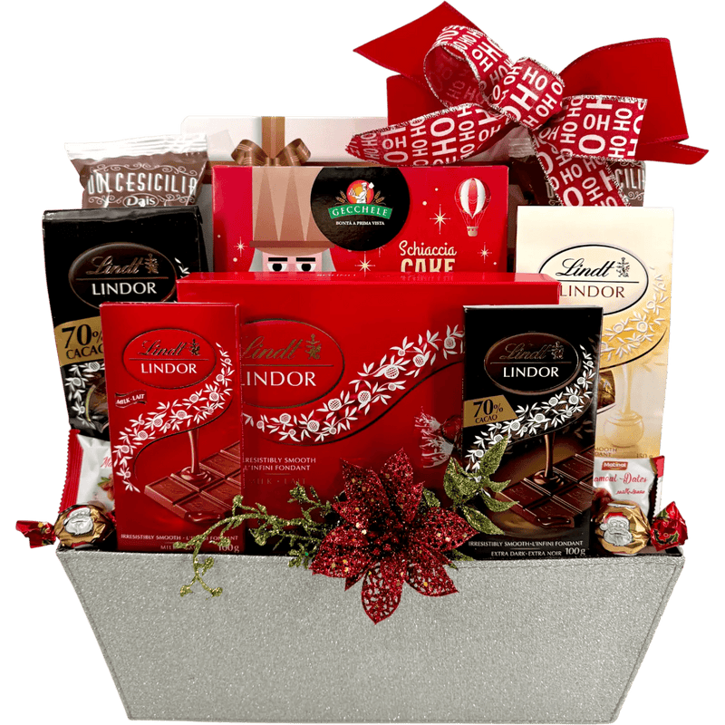 Lindt Chocolate Indulgence Christmas Gift Basket - Glitter Baskets - Christmas Baskets
