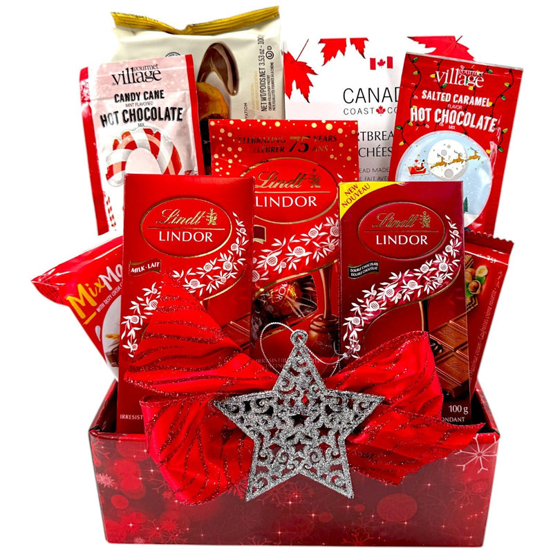 Lindt Holiday Bliss - Luxury Chocolate Christmas Gift Basket - Glitter Baskets - Christmas Baskets