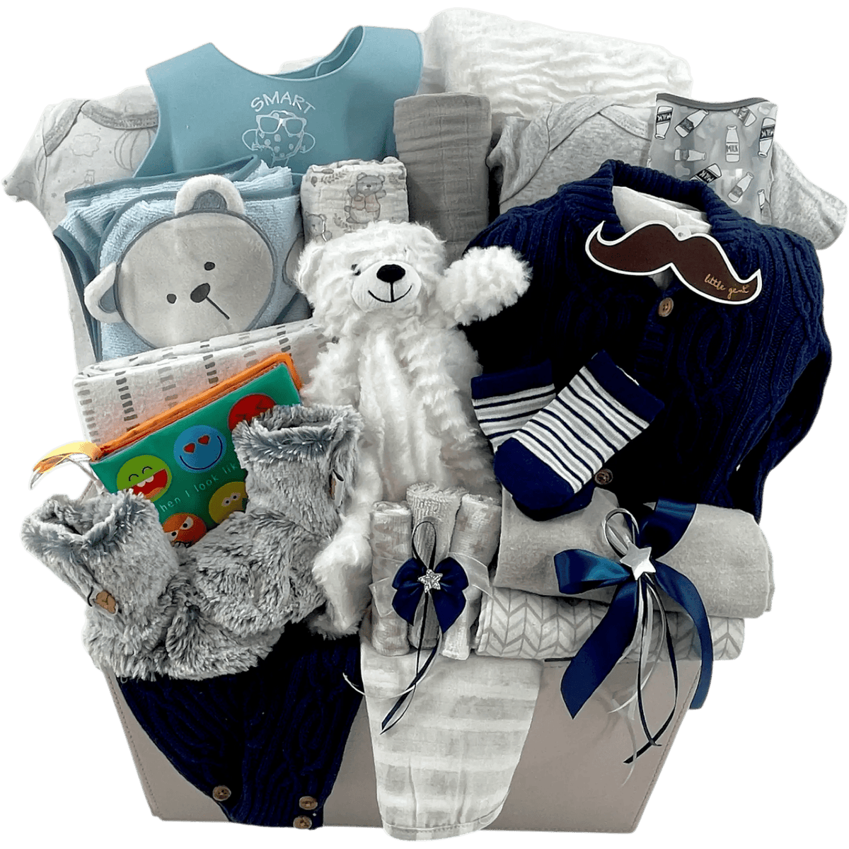 Little Gent Cable Knit Baby Boy Gift Basket