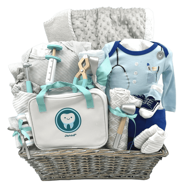 Little Miracle's Dentist Adventure Basket - Glitter Baskets - Baby Boy Gift Basket