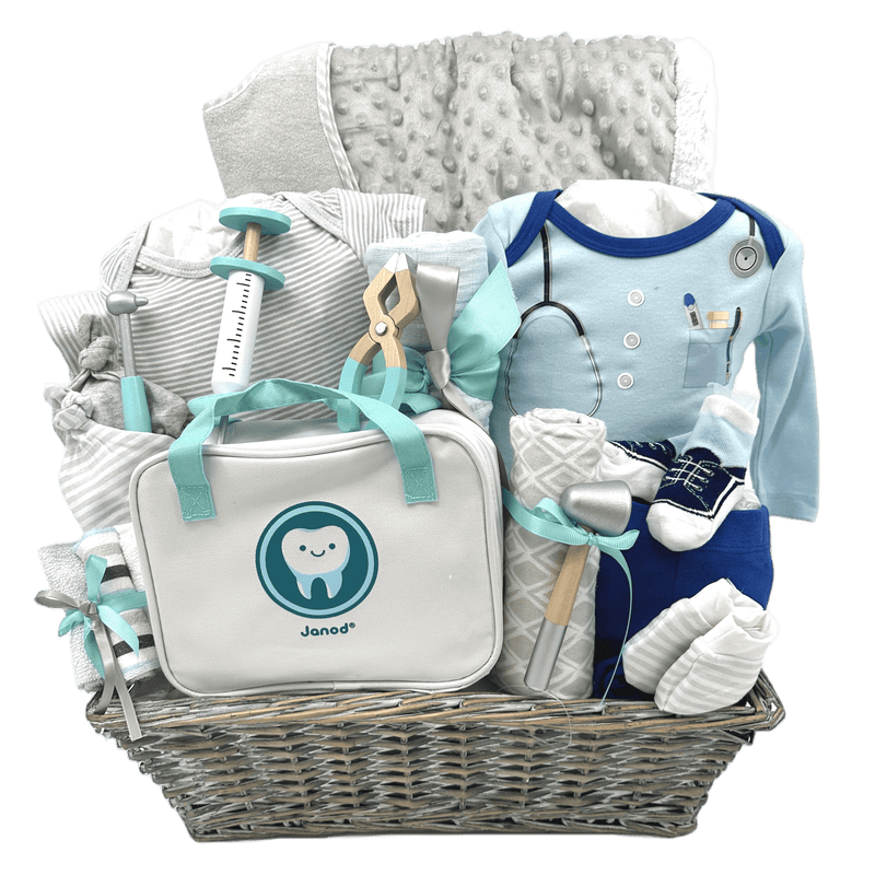 Little Miracle's Dentist Adventure Basket - Glitter Baskets - Baby Boy Gift Basket