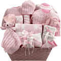 Little Star Bear Baby Girl Cable Knit Gift Basket