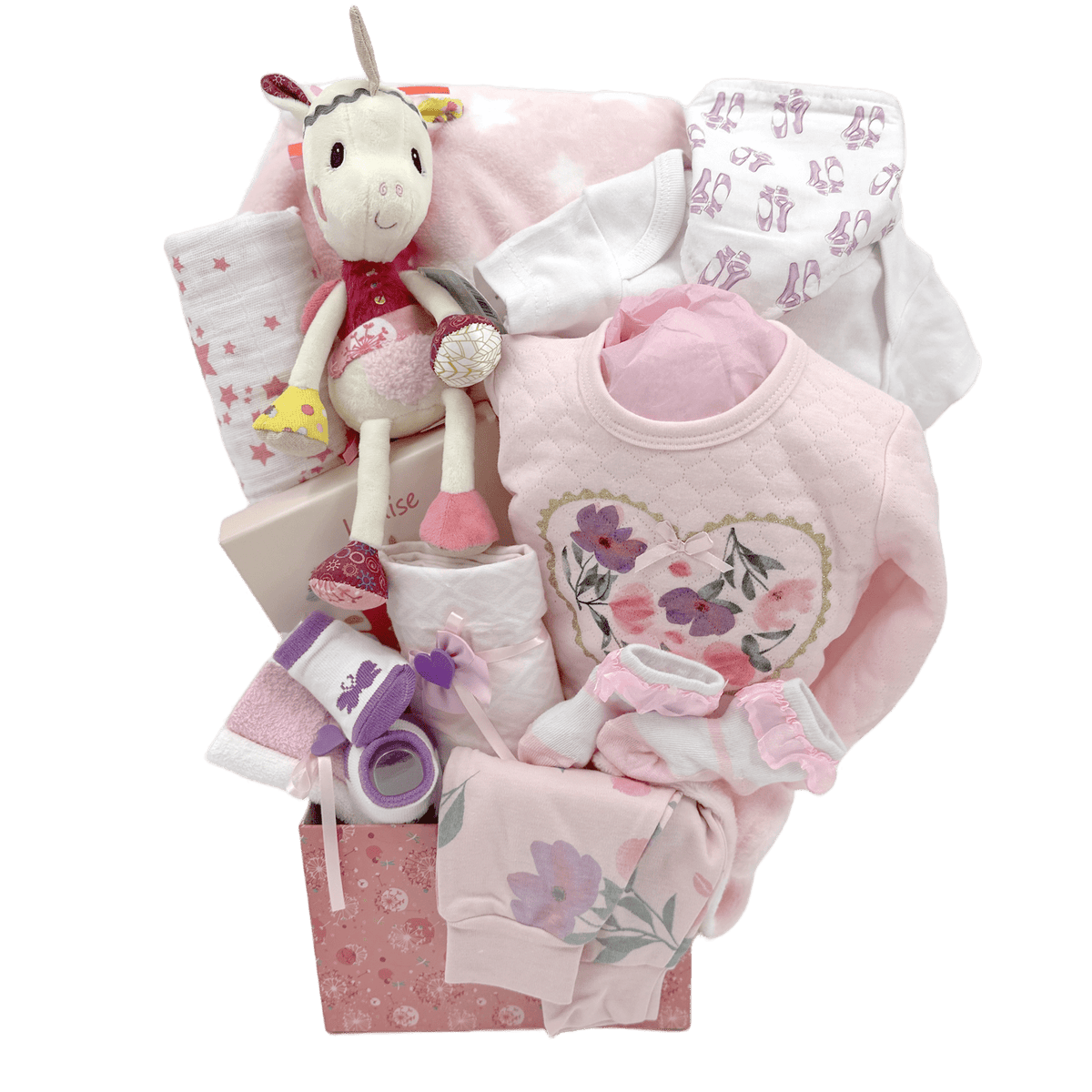 Louise the Lovable Unicorn - Glitter Baskets - Baby Girl Gift Basket