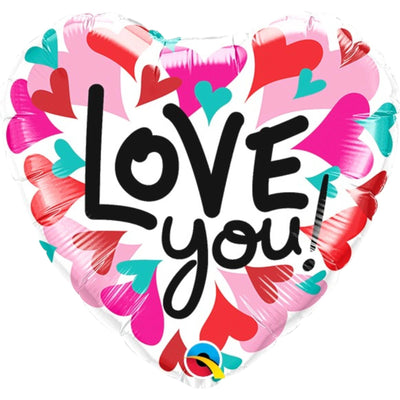 Love You Heart Balloon 9 Inch Mylar - Glitter Baskets - 