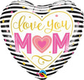 Love You Mom Heart Foil Balloon – 9" Air-Filled