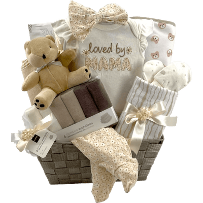 Loved by Mama Bear Baby Gift Basket - Glitter Baskets -Baby Girl Gift Basket