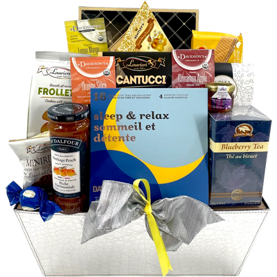 Luxurious Tea Connoisseur's Delight Gift Basket - Glitter Baskets -Tea Basket