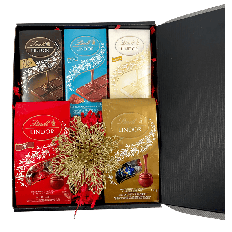 Luxury Lindt Chocolate Gift Box - Glitter Baskets - Christmas Baskets