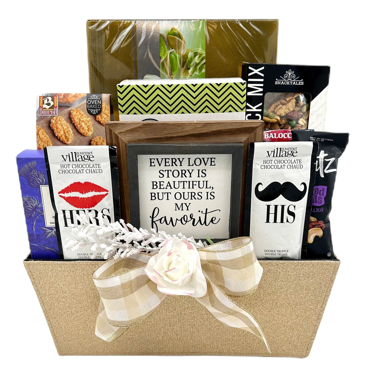 Luxury Nuptials: Gourmet Treats & Keepsake Wedding Gift Basket - Glitter Baskets - Wedding Gift Basket