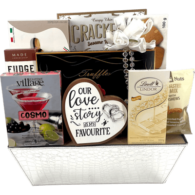 Luxury Nuptials: Gourmet Treats & Keepsake Wedding Gift Basket - Glitter Baskets -Wedding Gift Basket
