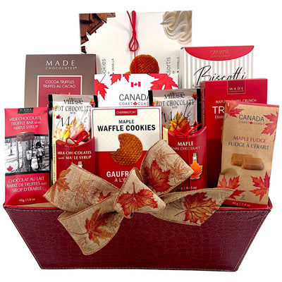 Maple Indulgence Gift Basket - Maple Flavored Treats & Chocolate - Glitter Baskets - Christmas Baskets