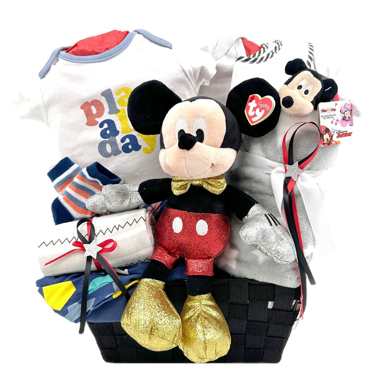 Mickey Mouse Arrival - Glitter Baskets - Baby Boy Gift Basket