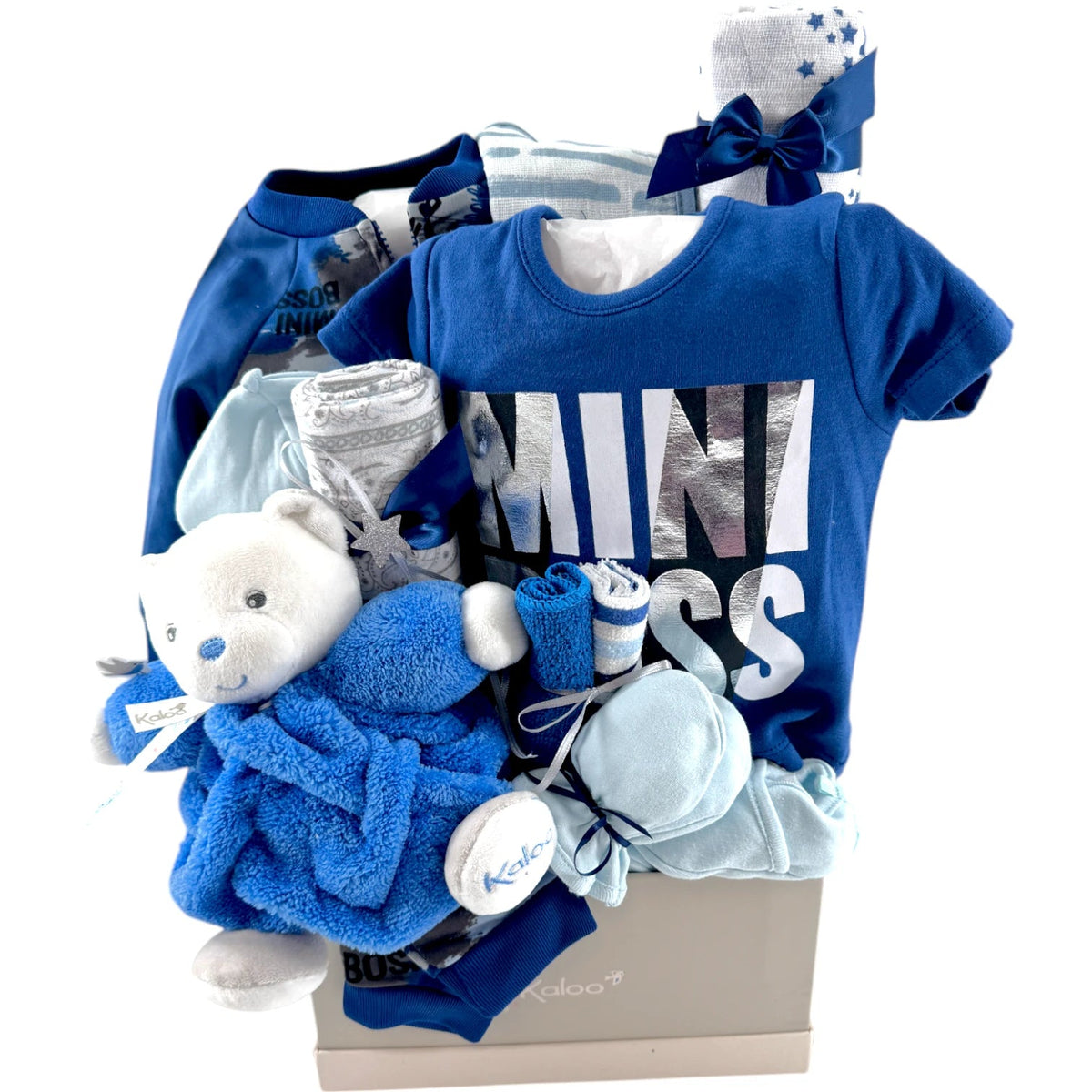 Mini Boss Adventure Baby Gift Basket - Glitter Baskets - Baby Boy Gift Basket