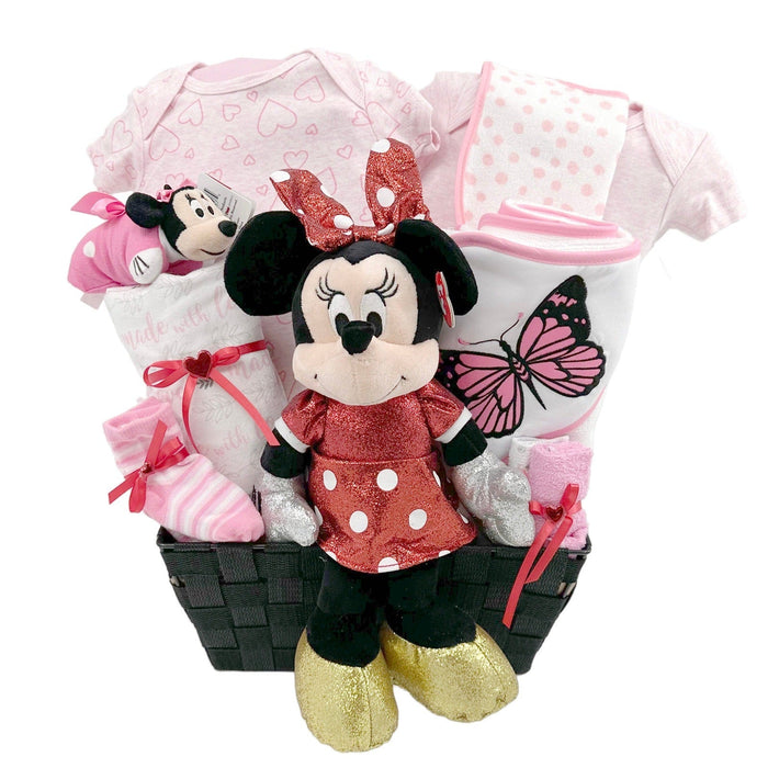 Minnie Mouse Arrival - Glitter Baskets - Baby Girl Gift Basket