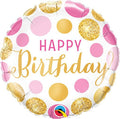 Pink and Gold Dots Birthday Balloon