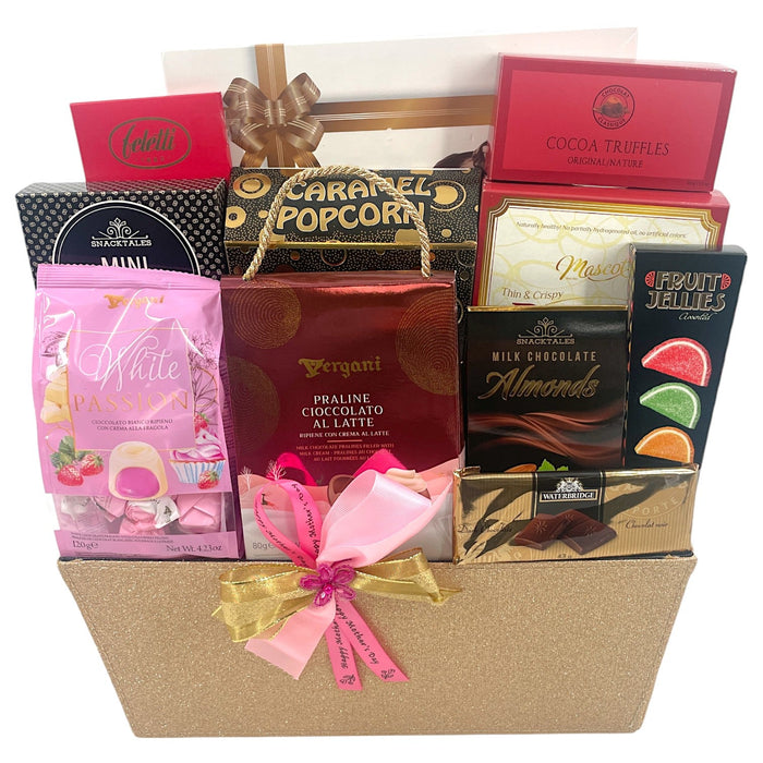 Moms Chocolate Lover's Gift Basket - Glitter Baskets - Gift Baskets