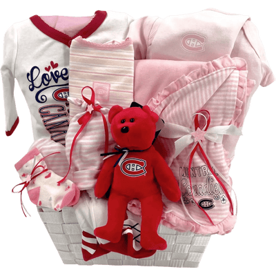 Montreal Canadiens Girl Basket - Glitter Baskets -Baby Girl Gift Basket