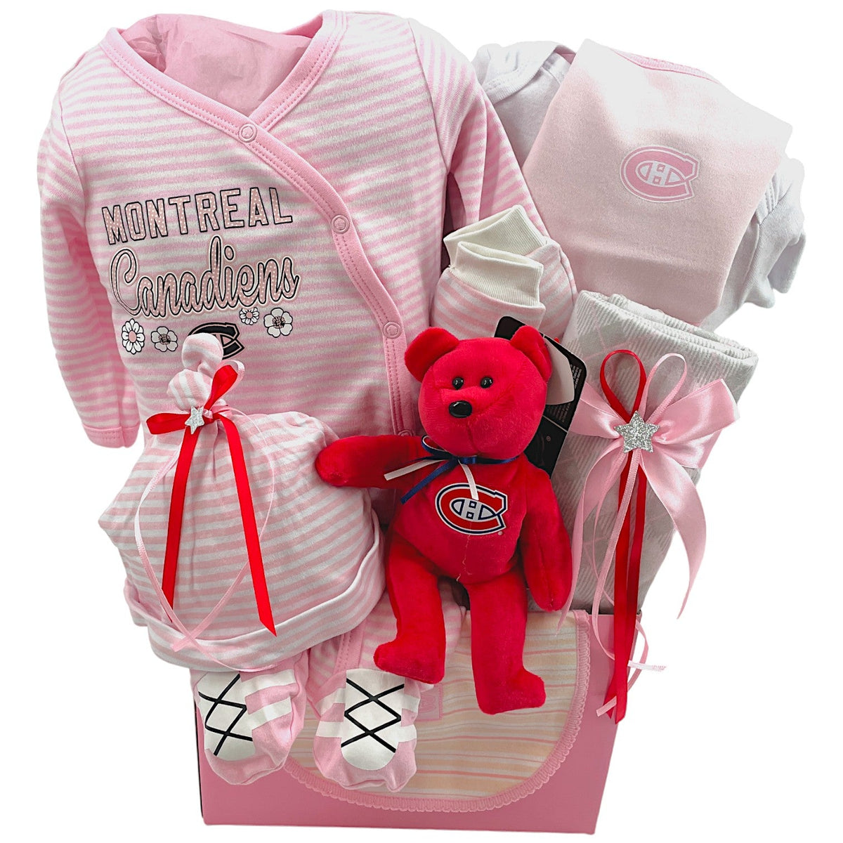 Montreal Canadiens Girl Basket - Glitter Baskets - Baby Girl Gift Basket