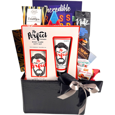 Mr Perfect Father's Day Grooming and Gourmet Snack Basket - Glitter Baskets - Fathers Day Gift Baskets