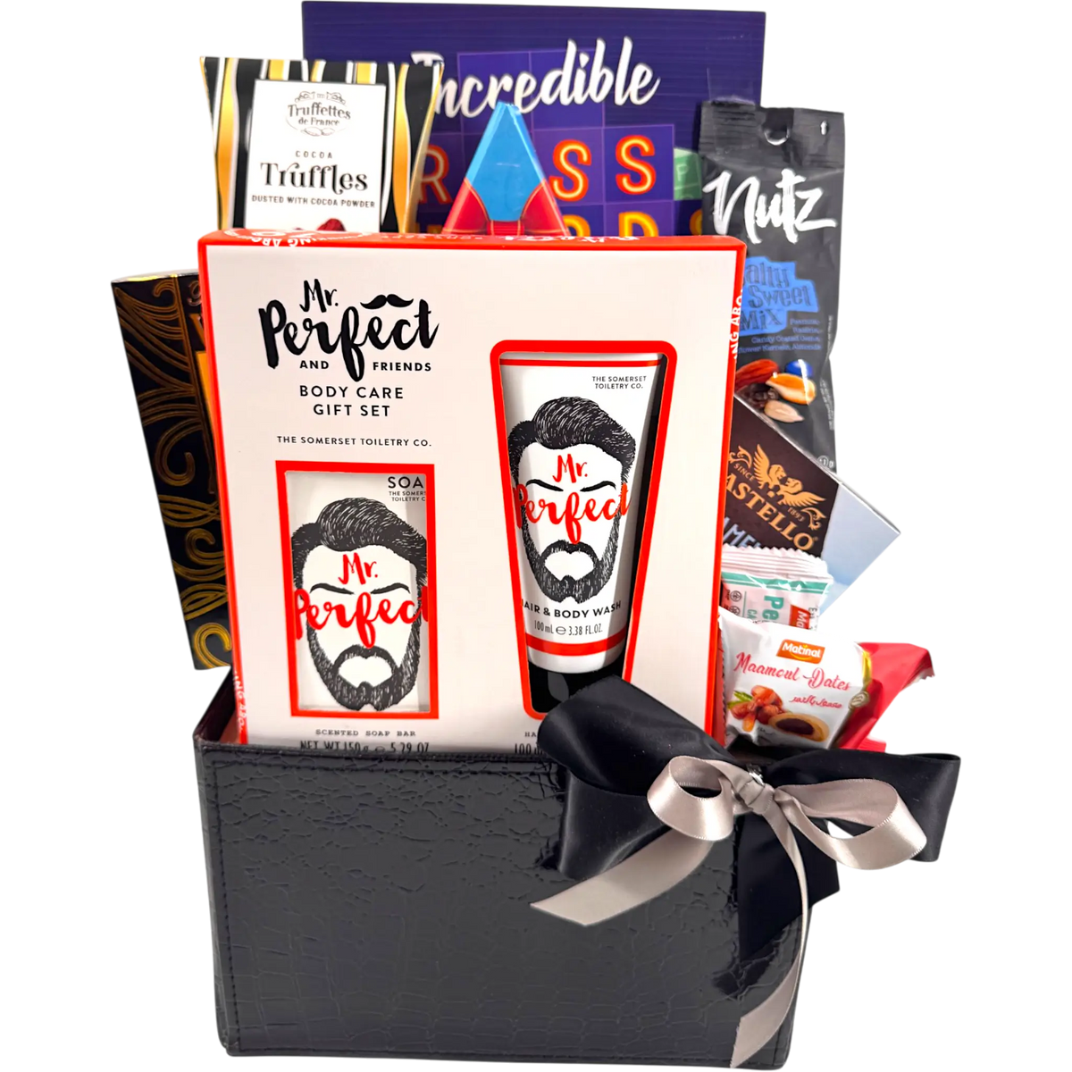 ¡Saludos a papá! Cesta de regalo con cócteles y dulces