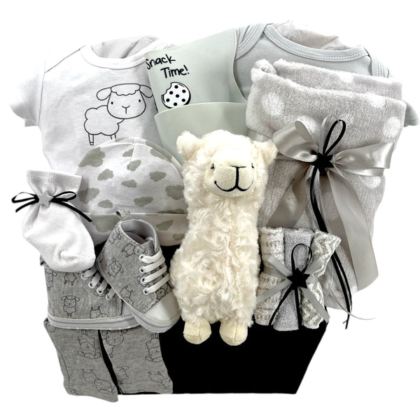 My Baby Llama - Glitter Baskets - Gender Neutral Baby Gift Basket