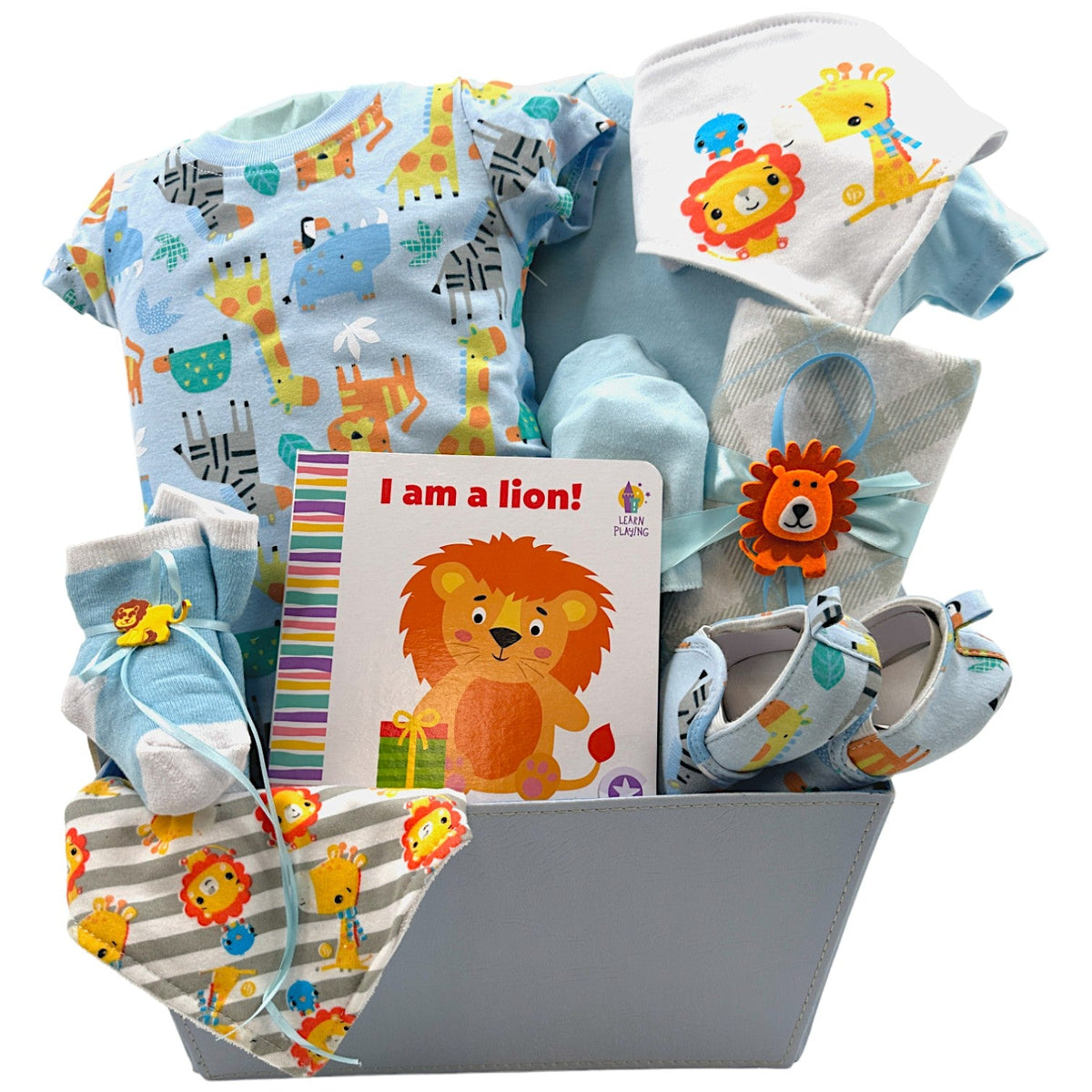 My First Baby Lion - Glitter Baskets - Baby Boy Gift Basket