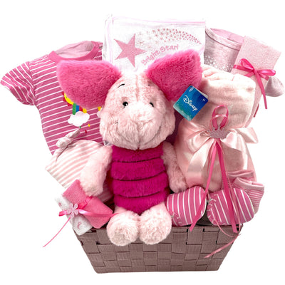 Piglet Princess Arrival - Glitter Baskets - Baby Girl Gift Basket
