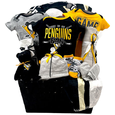 Pittsburgh Penguins Baby Basket Gift Set - Glitter Baskets - Baby Boy Gift Basket