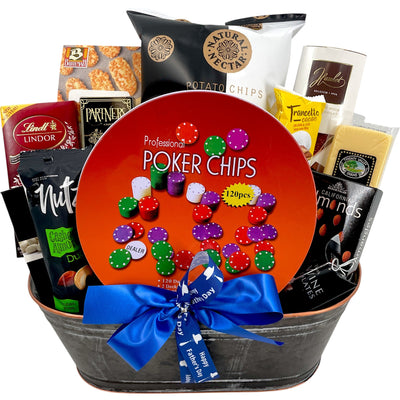 Poker Night Indulgence for Dad - Glitter Baskets - Fathers Day Gift Baskets