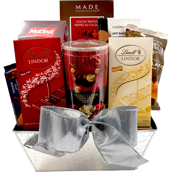 Premium Swiss Lindt Chocolate Collection Gift Basket - Glitter Baskets - Chocolate Gift Baskets