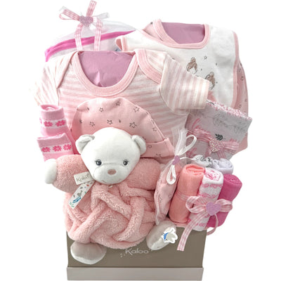 Pretty in Pink Baby Gift Basket - Glitter Baskets - Baby Girl Gift Basket