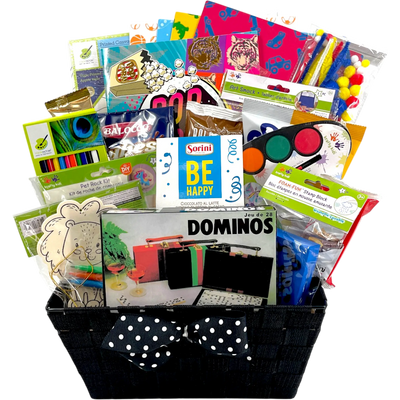 Rainy Day Art and Games Gift Basket for Kids - Glitter Baskets -Kids Gift Basket