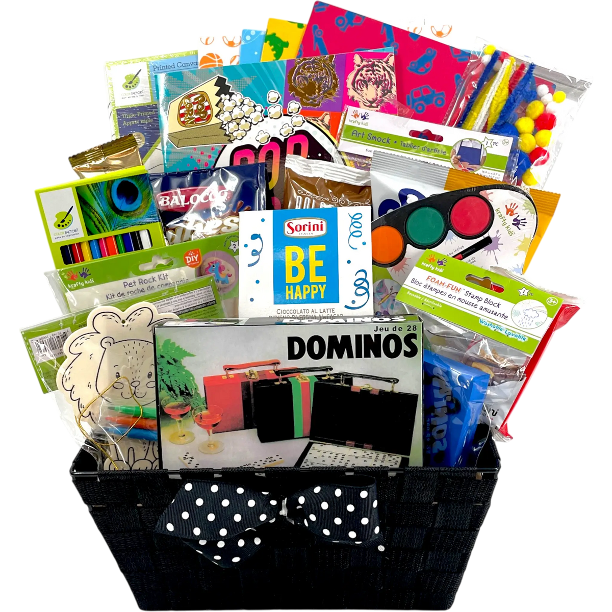 Rainy Day Art and Games Gift Basket for Kids