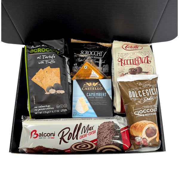Refined Cheese and Chocolate Holiday Gift Box - Glitter Baskets - Christmas Baskets