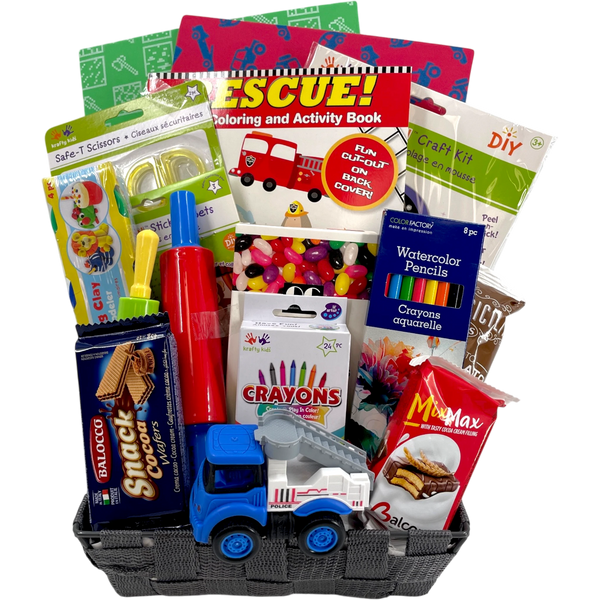 Rescue Squad Crayons and Candy Gift Basket for Kids