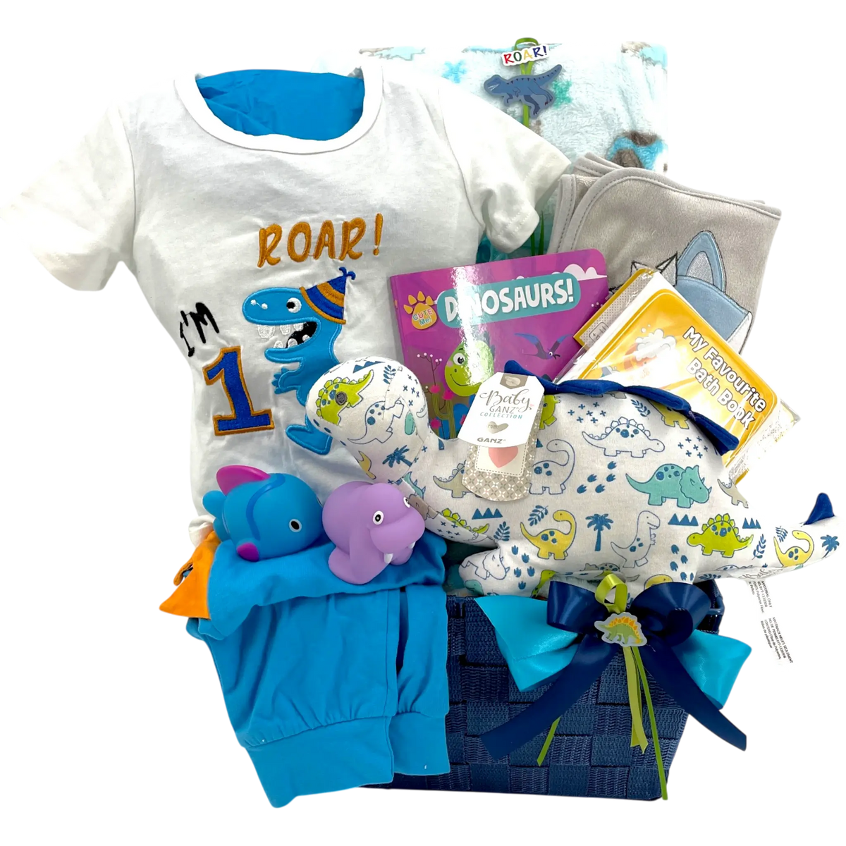 Roar I'm One Dinosaur First Birthday Baby Gift Basket