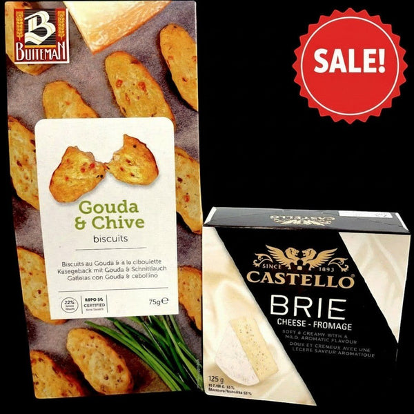SALE - Brie Cheese & Gouda Crackers Gift Set REG PRICE $16.00 - Glitter Baskets - 