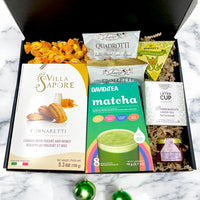 Serene Green Tea Retreat: Exquisite Green Tea Lovers Gift Box - Glitter Baskets - Christmas Baskets