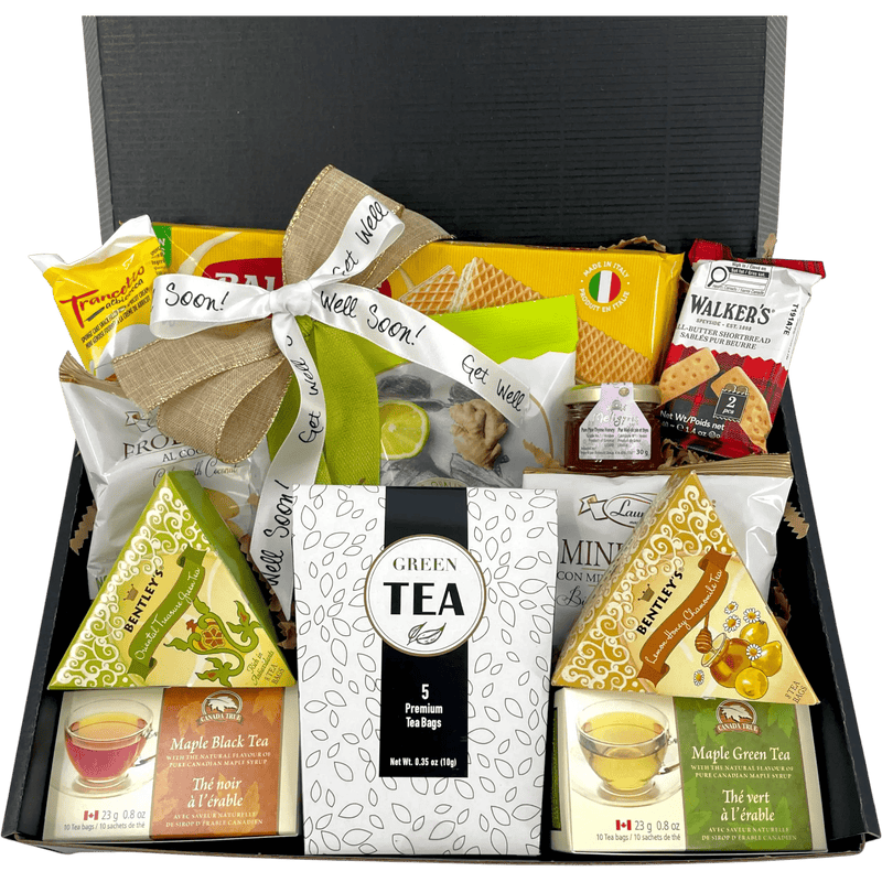 Serene Green Tea Wellness Retreat Gift Box - Glitter Baskets - Get Well Soon Basket