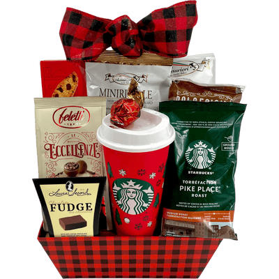 Starbucks and Cookie Delight Holiday Gift Basket - Glitter Baskets - Christmas Baskets