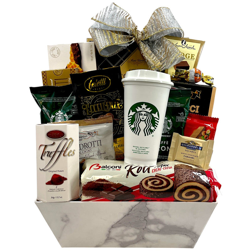 Starbucks and Cookie Delight - Luxury Holiday Gift Basket - Glitter Baskets - Christmas Baskets