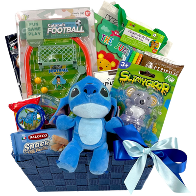 Stitch and Slime Kids Gift Basket with Italian Snacks - Glitter Baskets -Kids Gift Basket