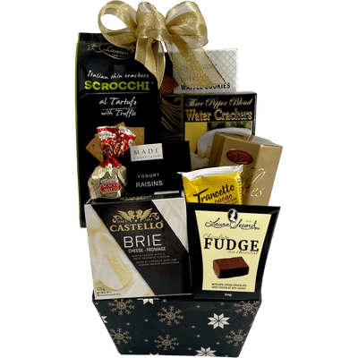 Sweet and Savoury Holiday Gift Basket, Gourmet Cookies & Snacks - Glitter Baskets -Christmas Baskets