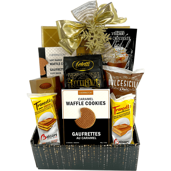 Sweet Comforts Holiday Collection - Gourmet Treats & Chocolates Gift Basket - Glitter Baskets - Christmas Baskets