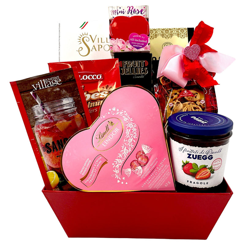 Sweetheart's Serenade: Elegant Valentine's Gift Basket - Glitter Baskets - valentine's gift baskets