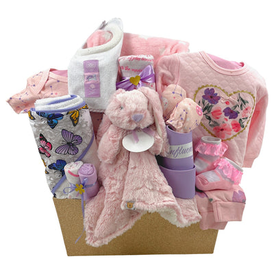 Tender Teddy Love - Glitter Baskets - Baby Girl Gift Basket