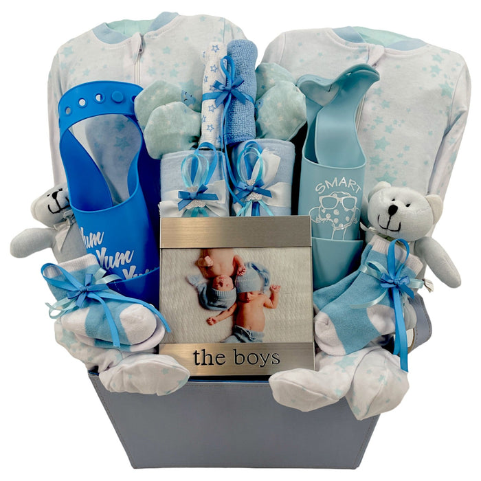 The Boys have Arrived! - Glitter Baskets - Twins Gift Basket