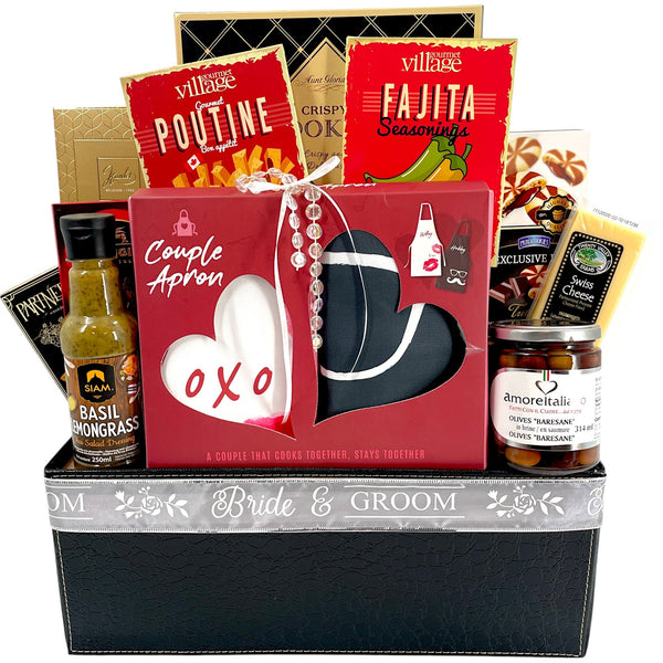 The Perfect Pair: Culinary - Inspired Wedding Gift Basket for Couples - Glitter Baskets - Wedding Gift Basket