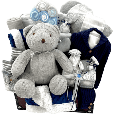 The Prestige Baby Gift Chest - Luxury Baby Basket Gift - Glitter Baskets -Baby Boy Gift Basket