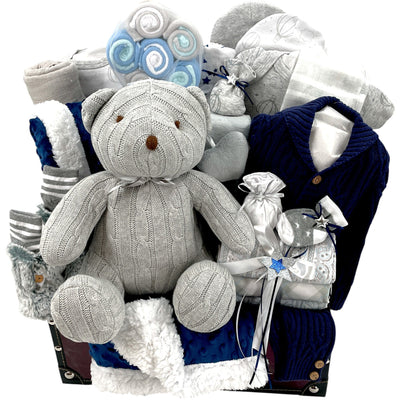 The Prestige Baby Gift Chest – Luxury Baby Basket Gift - Glitter Baskets - Baby Boy Gift Basket